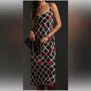 NWT Anthropologie The Elyse Slip Dress Medium Floral Lattice